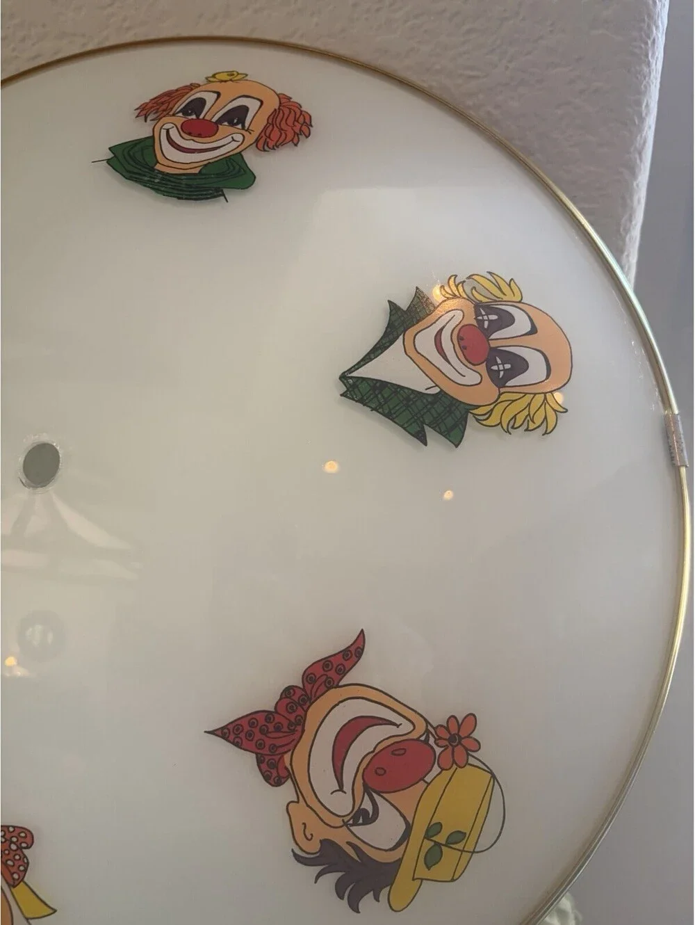 Vintage Glass Ceiling Light Shade Cover Clowns Circus Carnival
